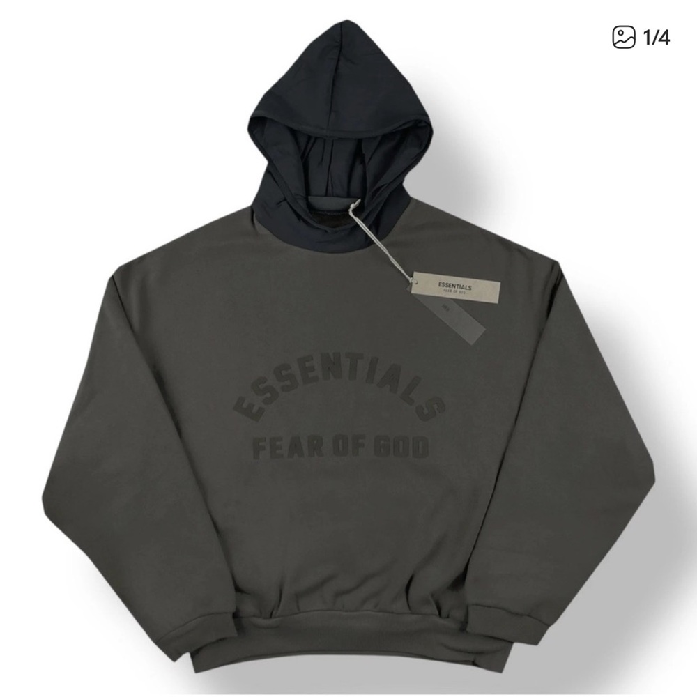 Essentials Fear Of God Nylon Fleece Hoodie Ink/Jet Black New